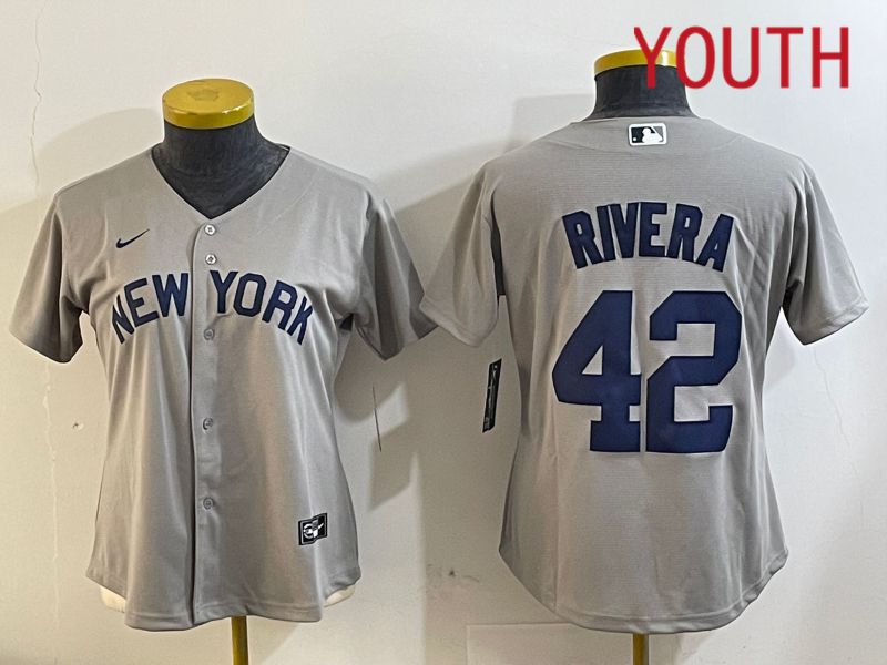 Youth New York Yankees #42 Rivra grey 2024 Nike MLB jersey 20241120->women mlb jersey->Women Jersey